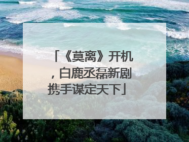 《莫离》开机，白鹿丞磊新剧携手谋定天下