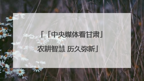 「中央媒体看甘肃」农耕智慧 历久弥新