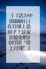 「活力中国调研行」在月球上造房子？这家实验室把3D打印“带上月球”