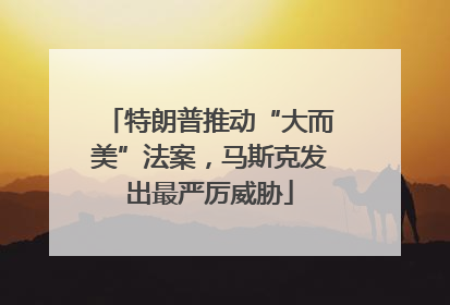 特朗普推动“大而美”法案，马斯克发出最严厉威胁