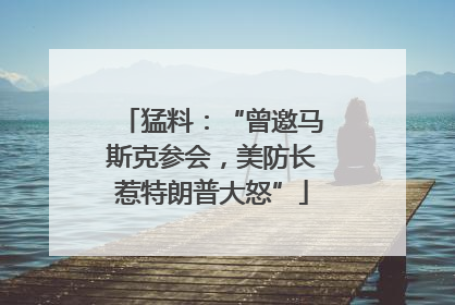 猛料：“曾邀马斯克参会，美防长惹特朗普大怒”