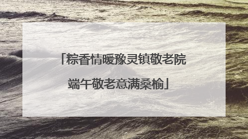 粽香情暖豫灵镇敬老院 端午敬老意满桑榆