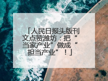 人民日报头版刊文点赞潍坊：把“当家产业”做成“担当产业”！