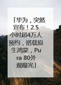 华为，突然宣布！2.5小时超4万人预约，搭载原生鸿蒙，Pura 80外观曝光
