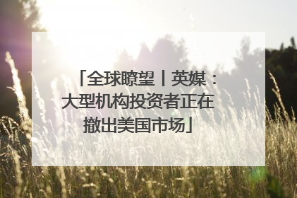全球瞭望丨英媒：大型机构投资者正在撤出美国市场