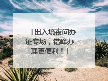 出入境夜间办证专场，错峰办理更便利！