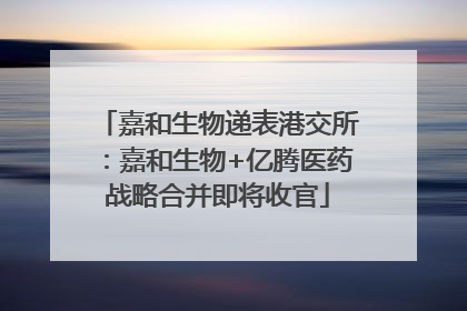 嘉和生物递表港交所：嘉和生物+亿腾医药战略合并即将收官