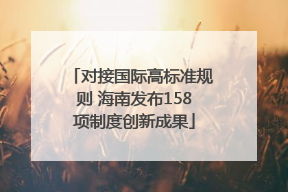 对接国际高标准规则 海南发布158项制度创新成果