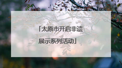 太原市开启非遗展示系列活动