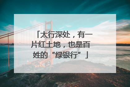 太行深处，有一片红土地，也是百姓的“绿银行”