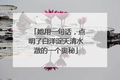 她用一句话，点明了白洋淀天清水澈的一个奥秘