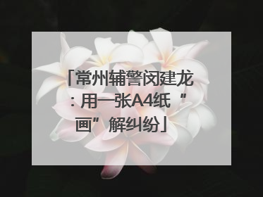 常州辅警闵建龙：用一张A4纸“画”解纠纷