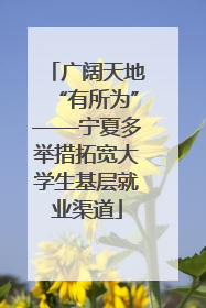 广阔天地“有所为”——宁夏多举措拓宽大学生基层就业渠道
