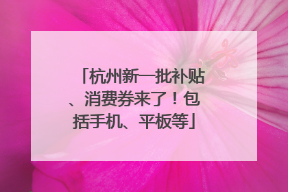杭州新一批补贴、消费券来了！包括手机、平板等