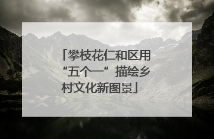 攀枝花仁和区用“五个一”描绘乡村文化新图景