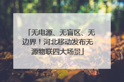 无电源、无盲区、无边界！河北移动发布无源物联四大场景