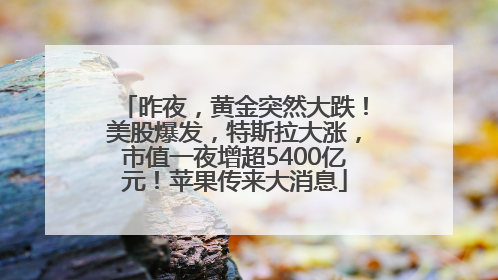昨夜，黄金突然大跌！美股爆发，特斯拉大涨，市值一夜增超5400亿元！苹果传来大消息