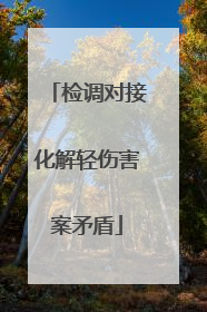 检调对接化解轻伤害案矛盾