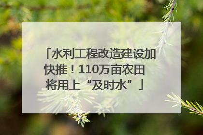 水利工程改造建设加快推！110万亩农田将用上“及时水”