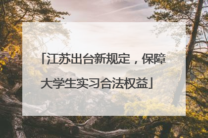 江苏出台新规定，保障大学生实习合法权益