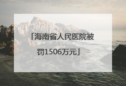 海南省人民医院被罚1506万元