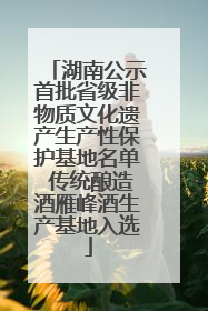 湖南公示首批省级非物质文化遗产生产性保护基地名单 传统酿造酒雁峰酒生产基地入选