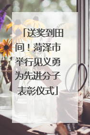 送奖到田间！菏泽市举行见义勇为先进分子表彰仪式