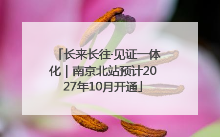 长来长往·见证一体化｜南京北站预计2027年10月开通