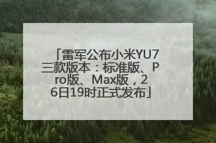 雷军公布小米YU7三款版本：标准版、Pro版、Max版，26日19时正式发布