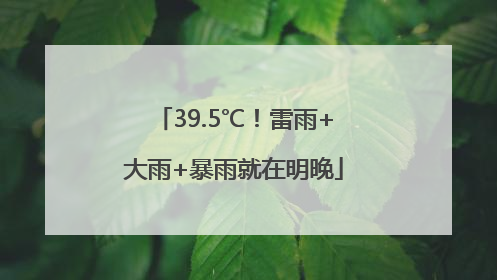 39.5℃！雷雨+大雨+暴雨就在明晚